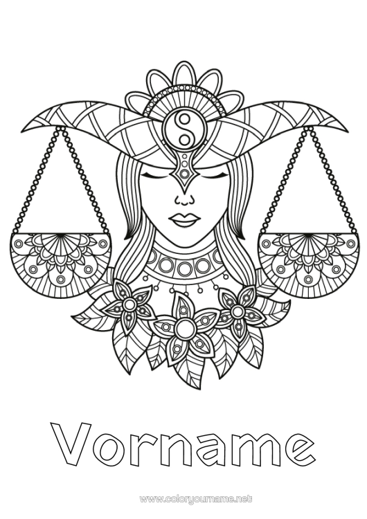 Malvorlage zum Ausdrucken Zentangle Sternzeichen Sternzeichen