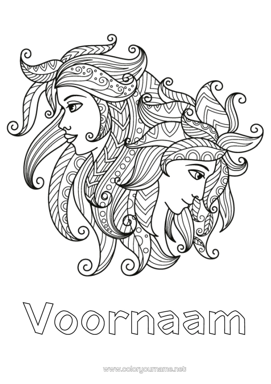 Kleurplaat om af te drukken Zentangle Sterrenbeeld Sterrenbeelden