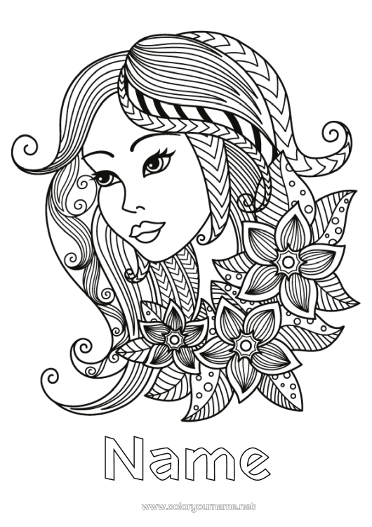 Coloring page to print Zentangle Astrological Sign Zodiac Signs