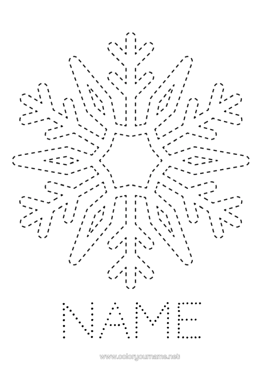Colouring page to print Snow Winter Children's Activities Snowflakes Trace And Colour.