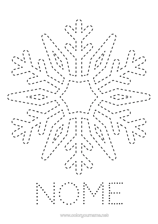 Pagina da colorare da stampare Neve Inverno Attività Per Bambini Fiocchi Di Neve Traccia E Colora