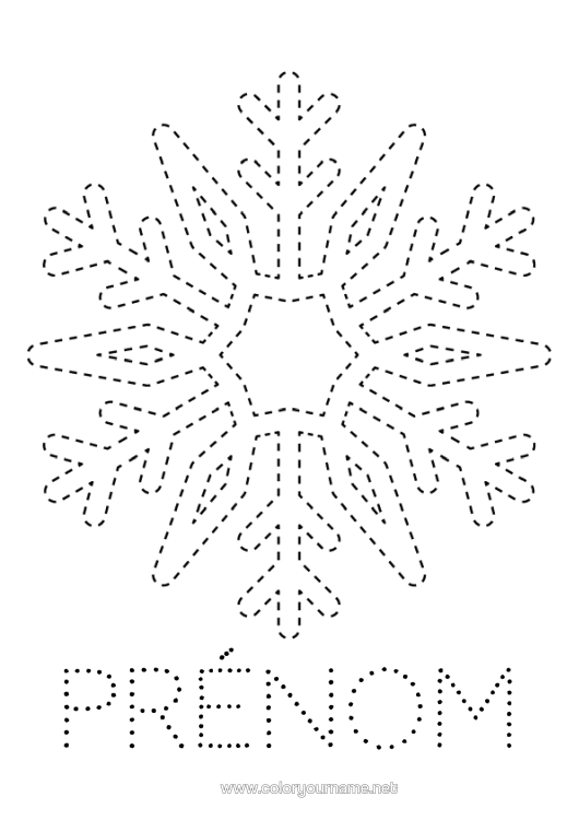 Coloriage à imprimer Neige Hiver Activités Enfants Flocons De Neige Trace Et Colorie
