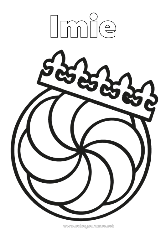 Kolorowanka do wydruku Korona Epifania Łatwe Kolorowanki Ciasto Królewskie