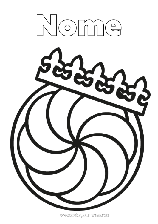 Página de desenho para imprimir Coroa Epifania Desenhos Para Colorir Fáceis Bolo Dos Reis