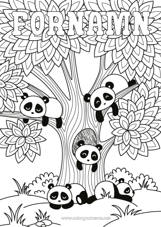 Färgläggningssida att skriva ut Lugn Och Zen Djur Panda Träd Komplexa Målarbilder Zentangle Andra Djur I Världen