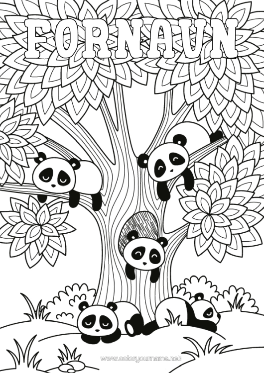 Fargeleggingssiden til utskrift Rolig Og Zen Dyr Panda Tre Komplekse Fargelegginger Zentangle Andre Dyr I Verden