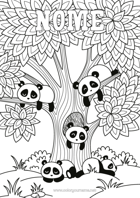 Página de desenho para imprimir Calmo E Zen Animal Panda Árvore Colorações Complexas Zentangle Outros Animais Do Mundo