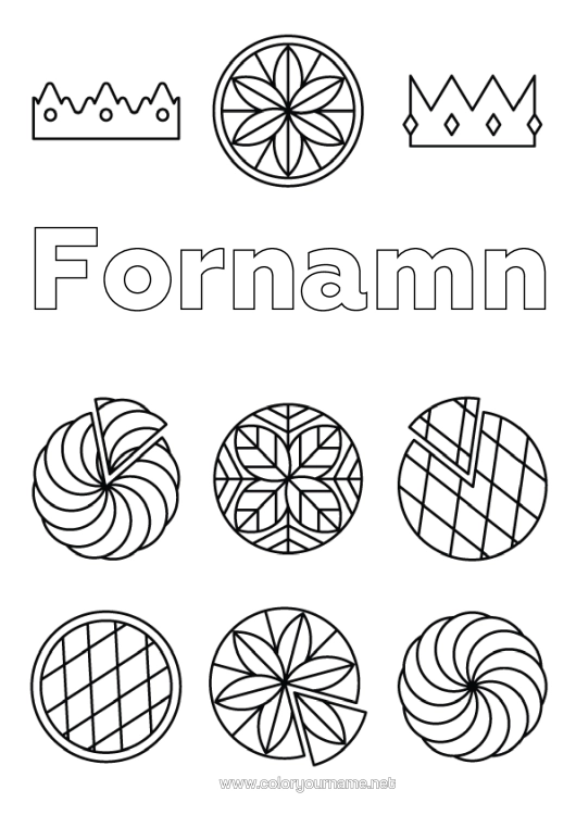 Färgläggningssida att skriva ut Krona Epifania Lätta Målarbilder Kungen Av Tårtor