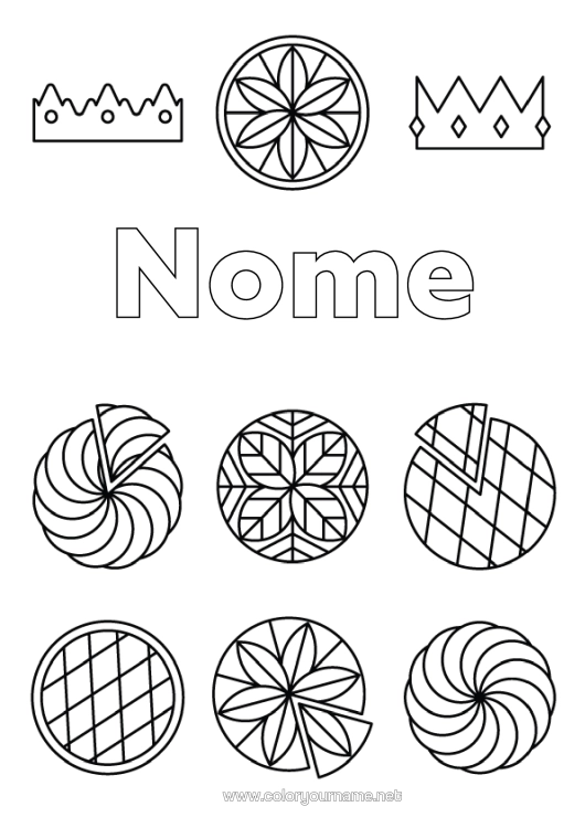 Página de desenho para imprimir Coroa Epifania Desenhos Para Colorir Fáceis Bolo Dos Reis