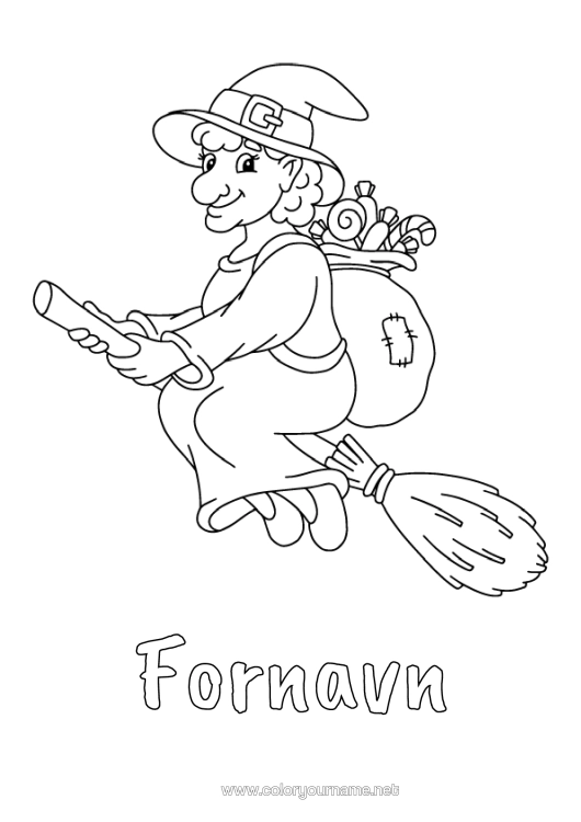 Farvelægningssiden til udskrivning Heks Epifani. Befana