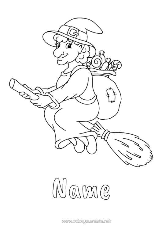 Coloring page to print Witch Epiphany Befana