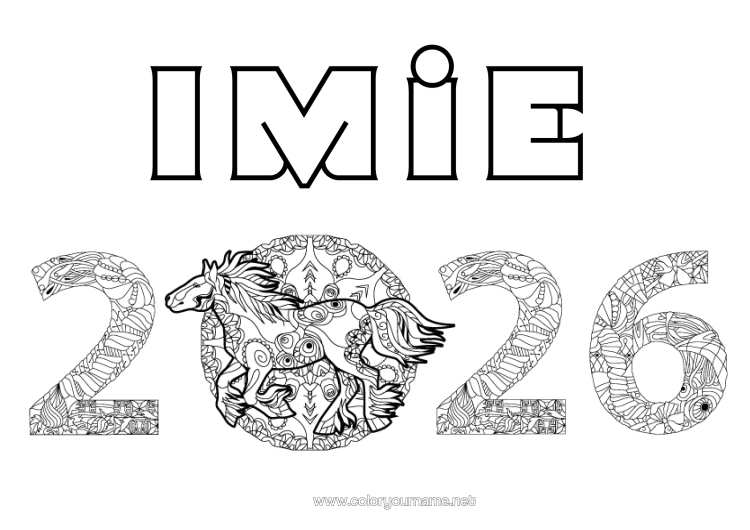 Kolorowanka do wydruku Koń Zentangle Zwierzęta Gospodarskie 2026