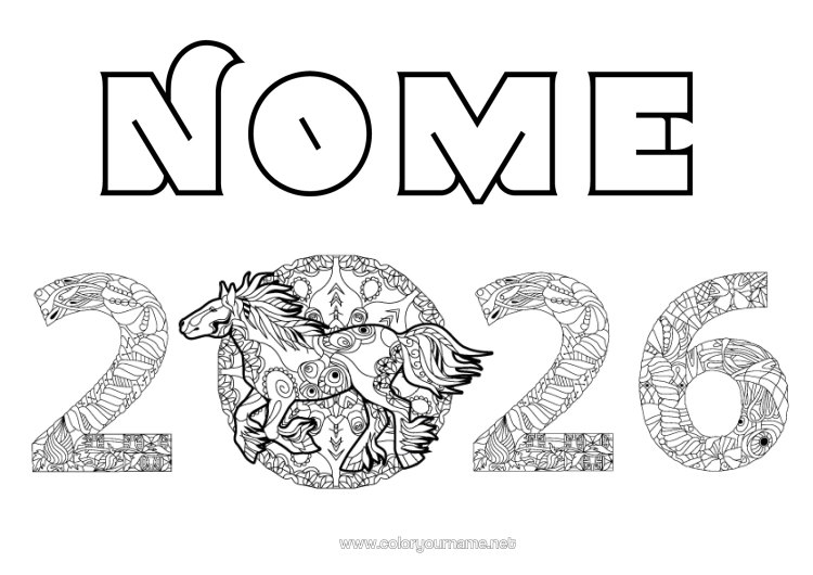 Pagina da colorare da stampare Cavallo Zentangle Animali Da Fattoria 2026