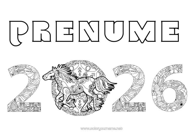 Pagină de colorat de imprimat Cal Zentangle Animale De Fermă 2026