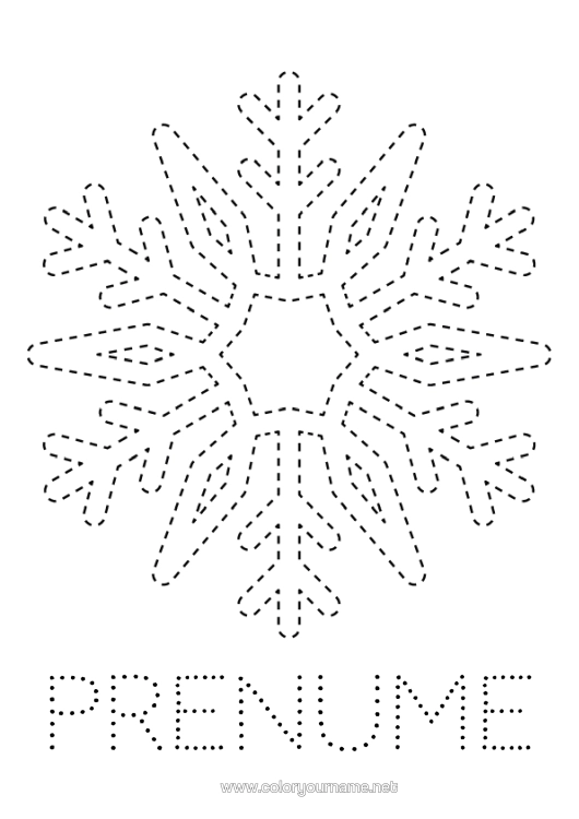 Pagină de colorat de imprimat Zăpadă Activități Pentru Copii Fulgi De Zăpadă Desene De Colorat Ușoare Urmează Și Colorează