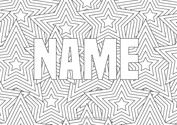 Colouring page to print Stars Zentangle Decorative Background