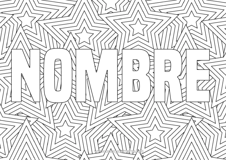 Dibujo para colorear para imprimir Estrellas Zentangle Fondo Decorativo