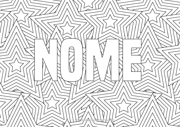 Pagina da colorare da stampare Stelle Zentangle Sfondo Decorativo