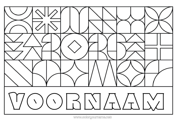 Kleurplaat om af te drukken Geometrische Vormen 2026