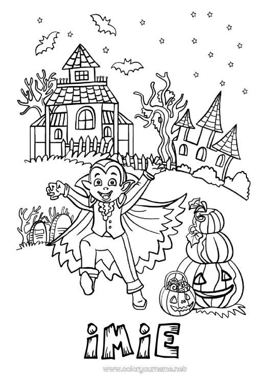 Kolorowanka do wydruku Wampir Dynia Halloween