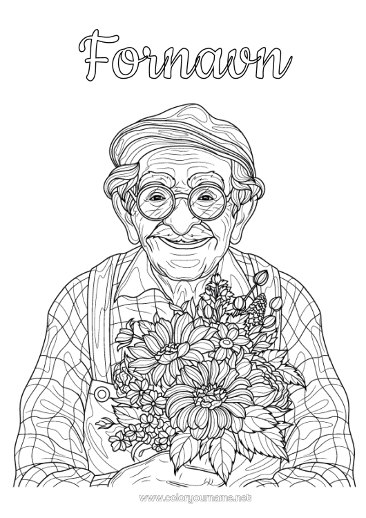 Fargeleggingssiden til utskrift Blomster Bestefar Margrethe Komplekse Fargelegginger Bukett