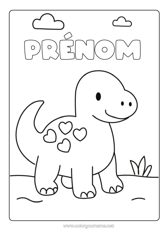 Coloriage à imprimer Coeur Dinosaures Coloriages Faciles
