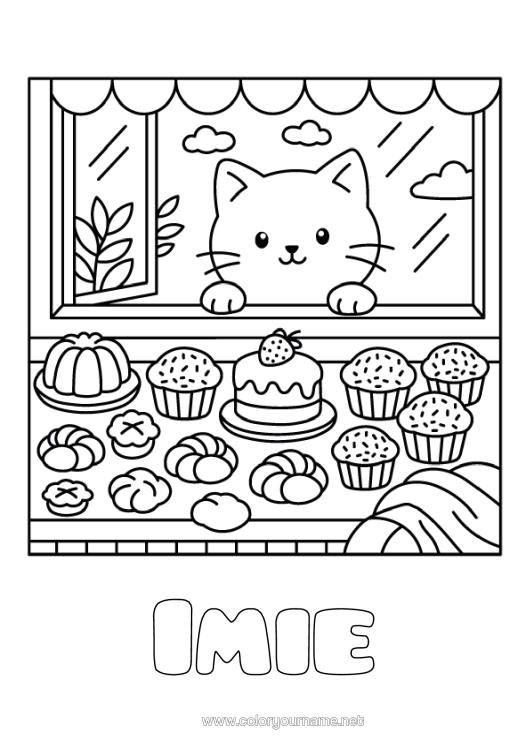 Kolorowanka do wydruku Ciasto Kot Uroczy Psy I Koty Zawody W Kuchni Piekarz Cukiernik Sklep