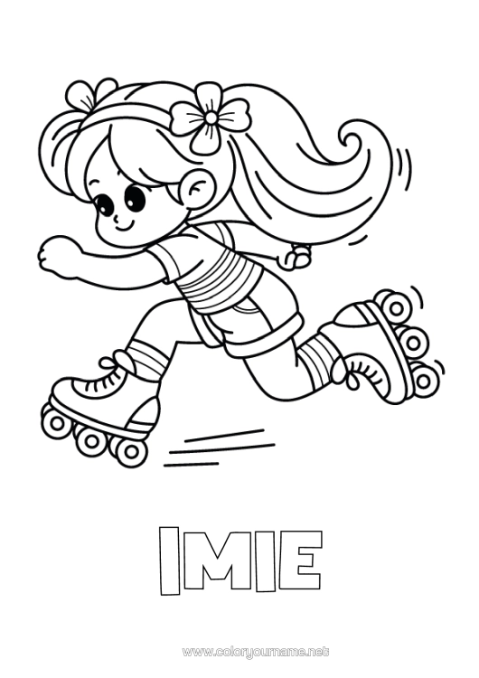 Kolorowanka do wydruku Dziewczyna Rolki