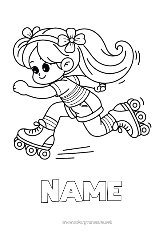 Colouring page to print Sport Girl Roller