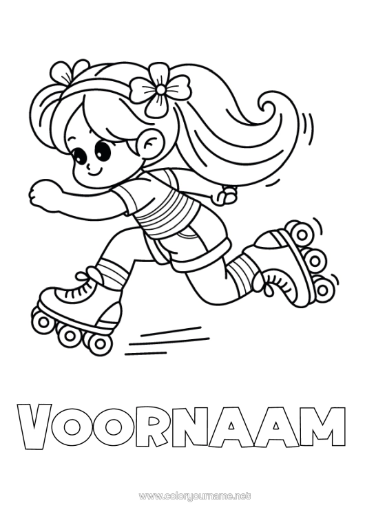 Kleurplaat om af te drukken Meisje Rolschaats