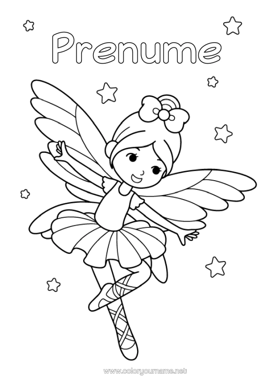 Pagină de colorat de imprimat Dansă Zână Sporturi Artistice Balet