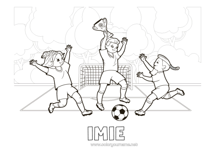 Kolorowanka do wydruku Piłka Nożna Piłka Nożna Sporty Drużynowe Zawody I Nagrody Piłkarz, Piłkarka Bramkarz Puchar, Trofeum