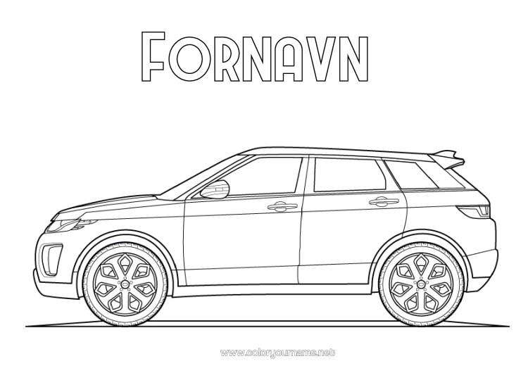 Farvelægningssiden til udskrivning Bil Biler, Varevogne Og Campingvogne Realistisk