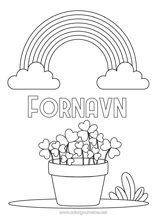 Fargeleggingssiden til utskrift Sjanse Klover Regnbue