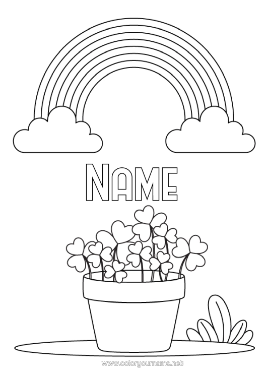 Colouring page to print Fortune Clover Rainbow