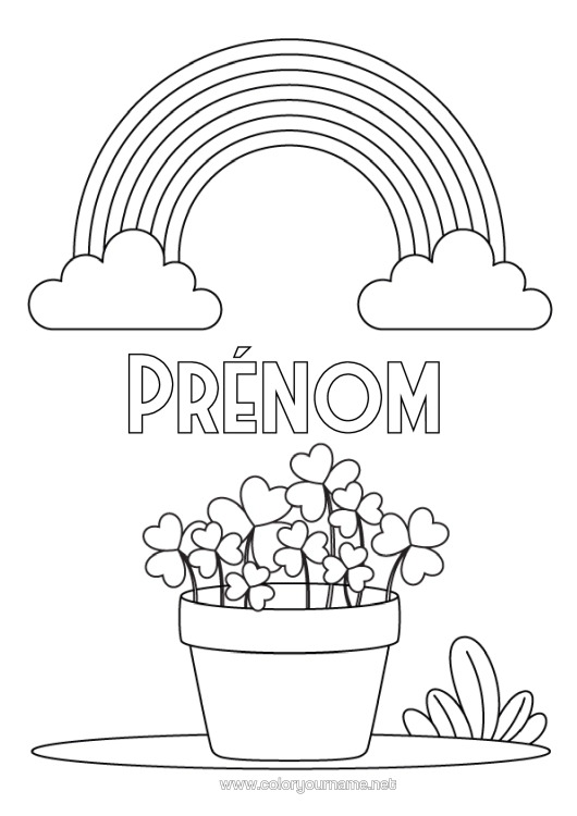 Coloriage à imprimer Chance Trèfle Arc En Ciel