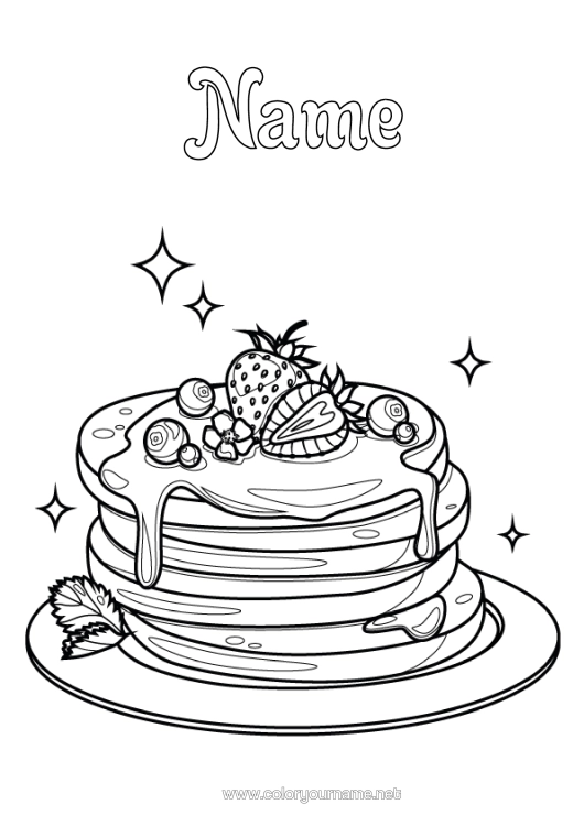 Colouring page to print Candlemas Pancakes Fruit Strawberry