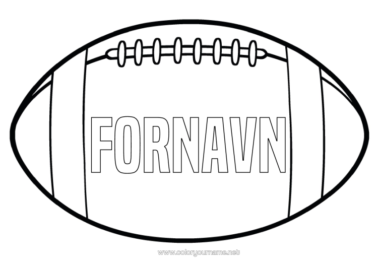 Fargeleggingssiden til utskrift Super Bowl Rugby Rugbyball Lagidrett