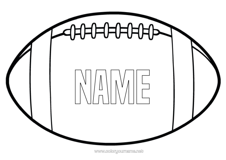Coloring page to print Super Bowl Rugby American Football Ball Team Sports