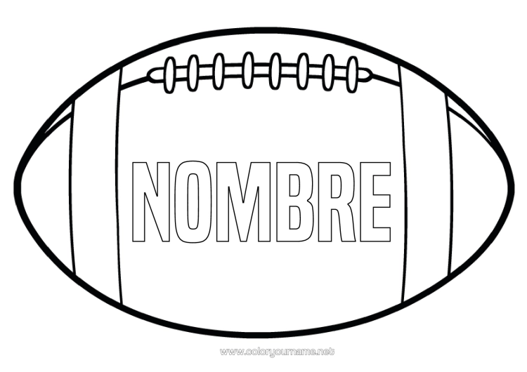 Dibujo para colorear para imprimir Super Bowl Rugby Pelota De Rugby Deportes En Equipo