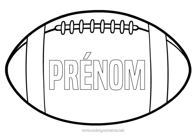 Coloriage à imprimer Super Bowl Rugby Ballon De Rugby Sports D'équipe