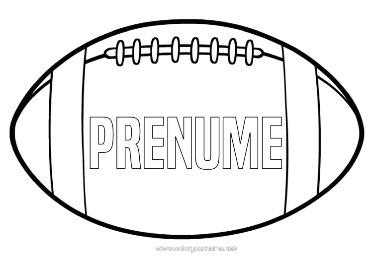 Pagină de colorat de imprimat Super Bowl Rugby Minge De Rugby Sporturi De Echipă
