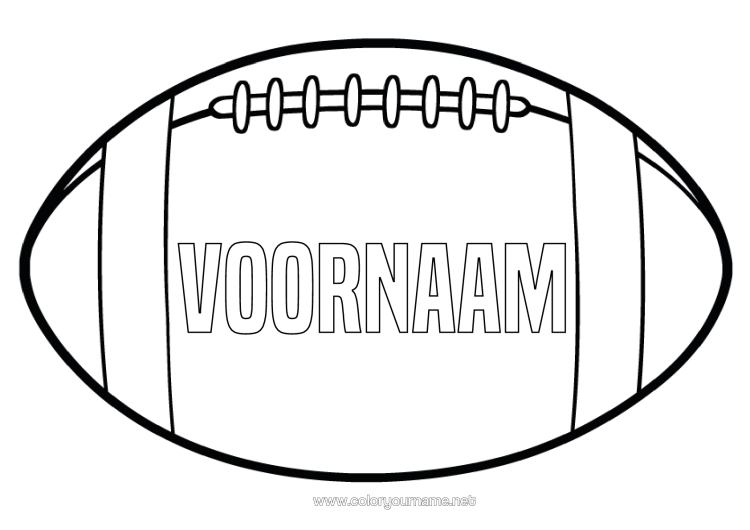 Kleurplaat om af te drukken Super Bowl Rugby Rugbybal Teamsporten