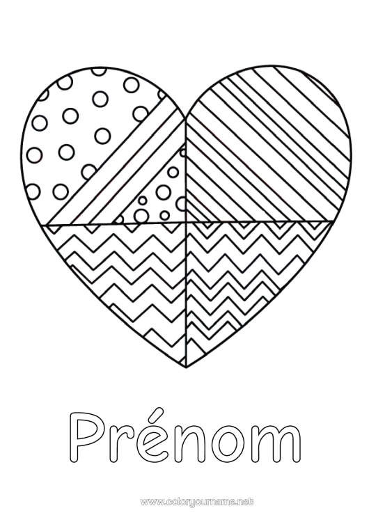 Coloriage à imprimer Coeur Grand Coeur Formes Géométriques