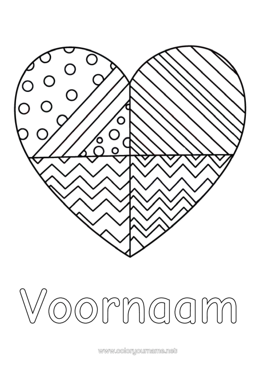 Kleurplaat om af te drukken Hart Groot Hart Geometrische Vormen