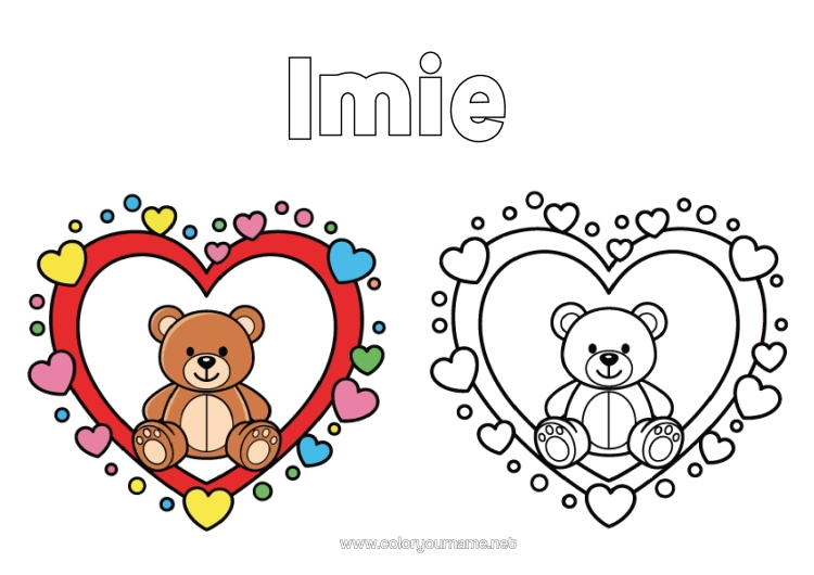 Kolorowanka do wydruku Niedźwiedź Serce Niedźwiadek Wielkie Serce Łatwe Kolorowanki Zwierzęta Leśne Kolorowanie Z Wzorem
