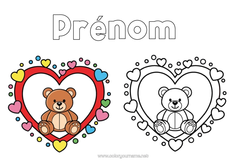 Coloriage à imprimer Ours Coeur Ourson Grand Coeur Coloriages Faciles Animaux De La Forêt Coloriage Avec Modèle