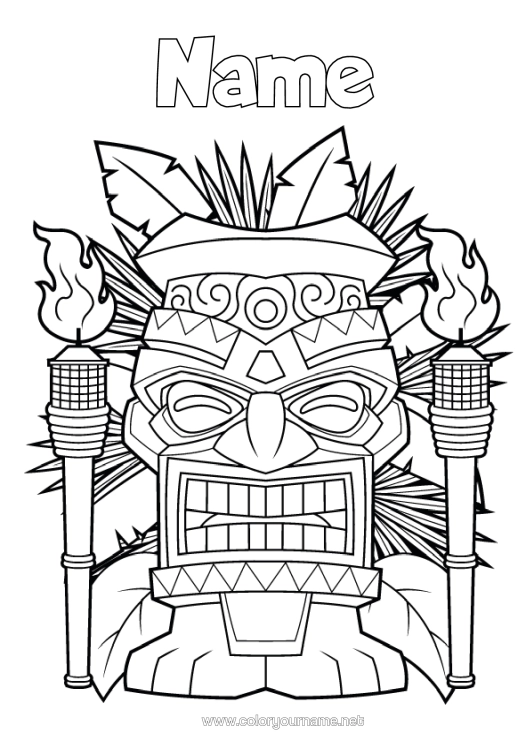 Colouring page to print Island Totem