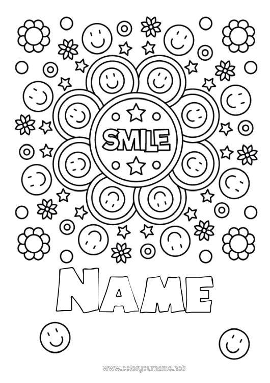 Colouring page to print Positive Smilley