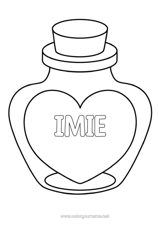 Kolorowanka do wydruku Serce Kocham Cię. Wielkie Serce Łatwe Kolorowanki Butelka